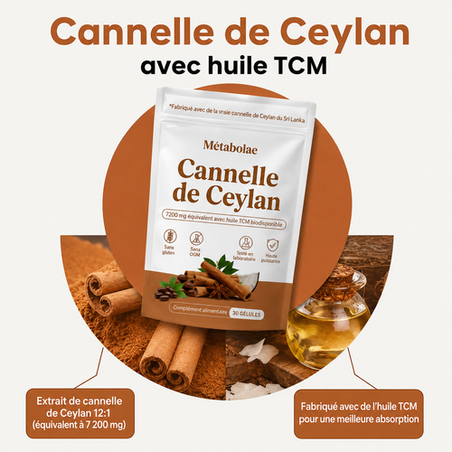 Cannelle de Ceylan 7200mg + Huile MCT